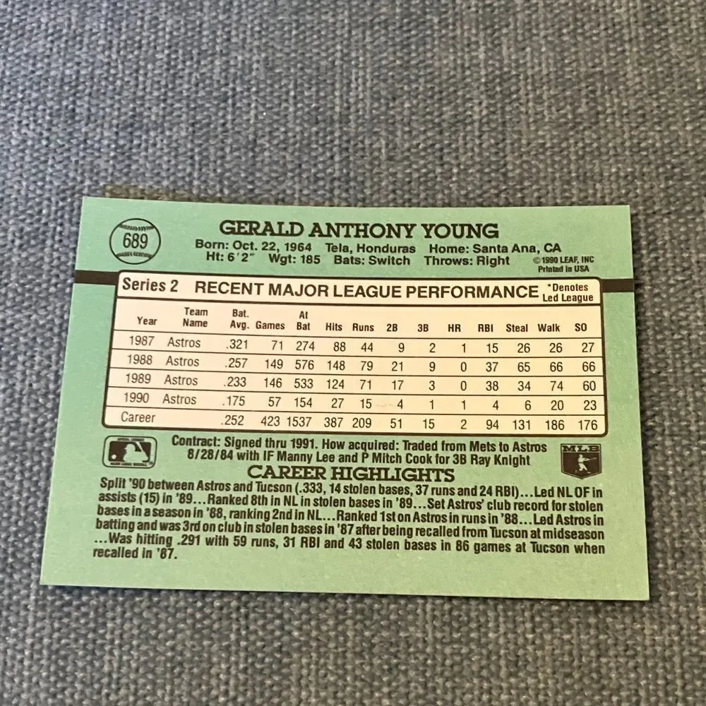 1991 Donruss Houston Astros Baseball Card Trading Card